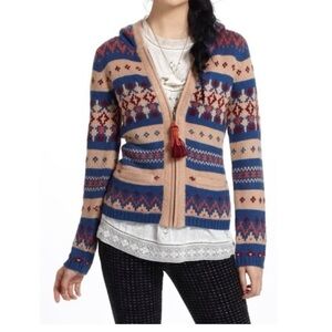 Sparrow Blue and Tan Patterned zip up Cardigan